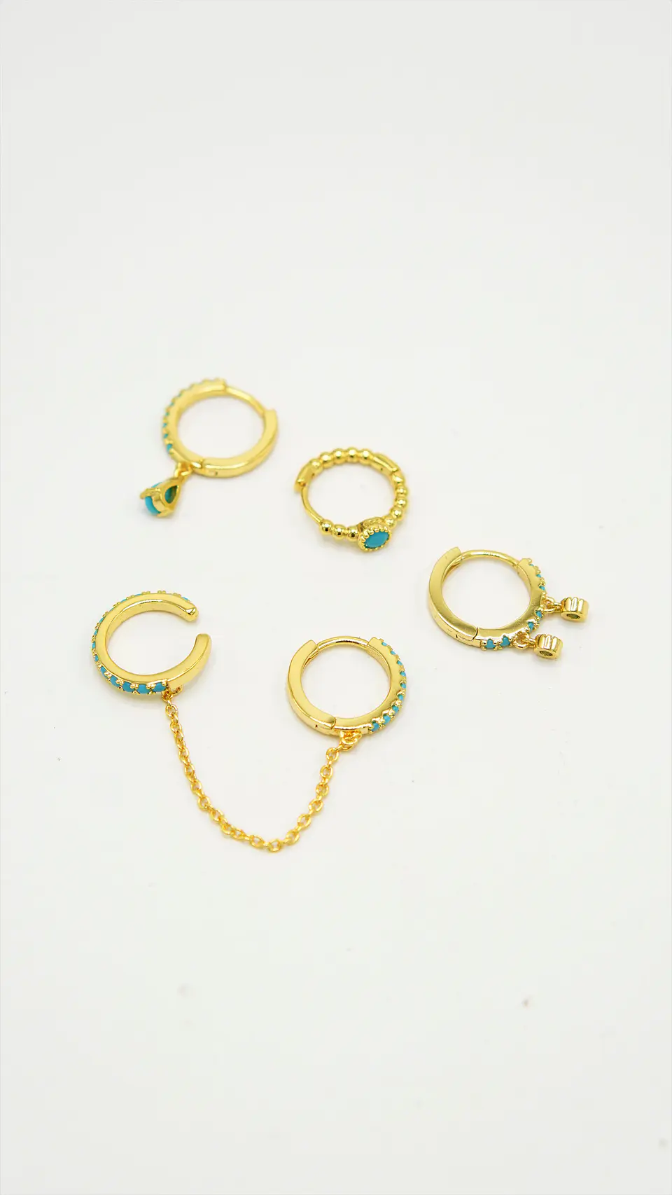 Pack de 5 aros turquesa bañado oro 18k 7