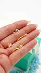 Pack de 4 aros argollas punto de luz bañadas en oro 18k - Miniatura 8