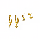 Pack de 4 aros argollas punto de luz bañadas en oro 18k 1