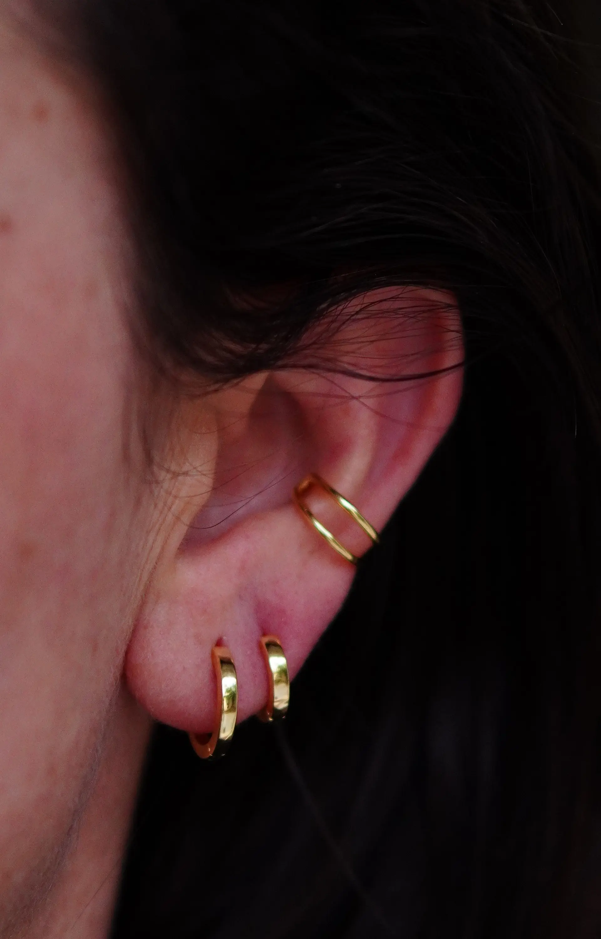 Pack de argollas lisas earcuff bañado oro 18k 3