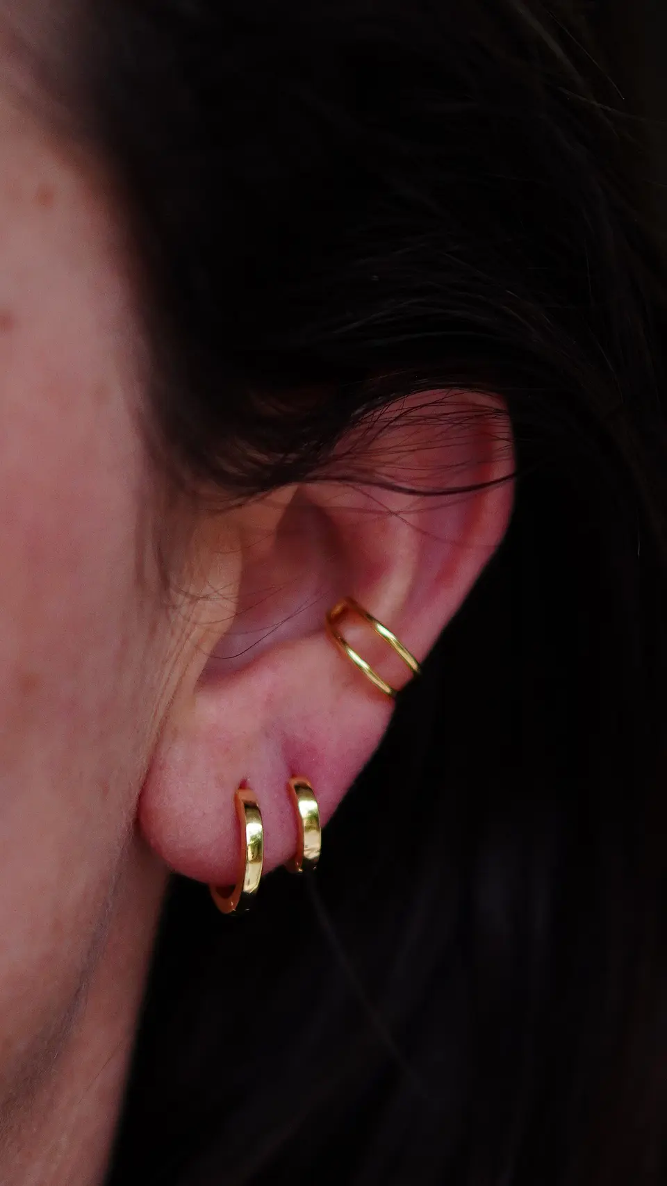 Pack de argollas lisas earcuff bañado oro 18k 3