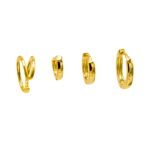 Pack de argollas lisas earcuff bañado oro 18k