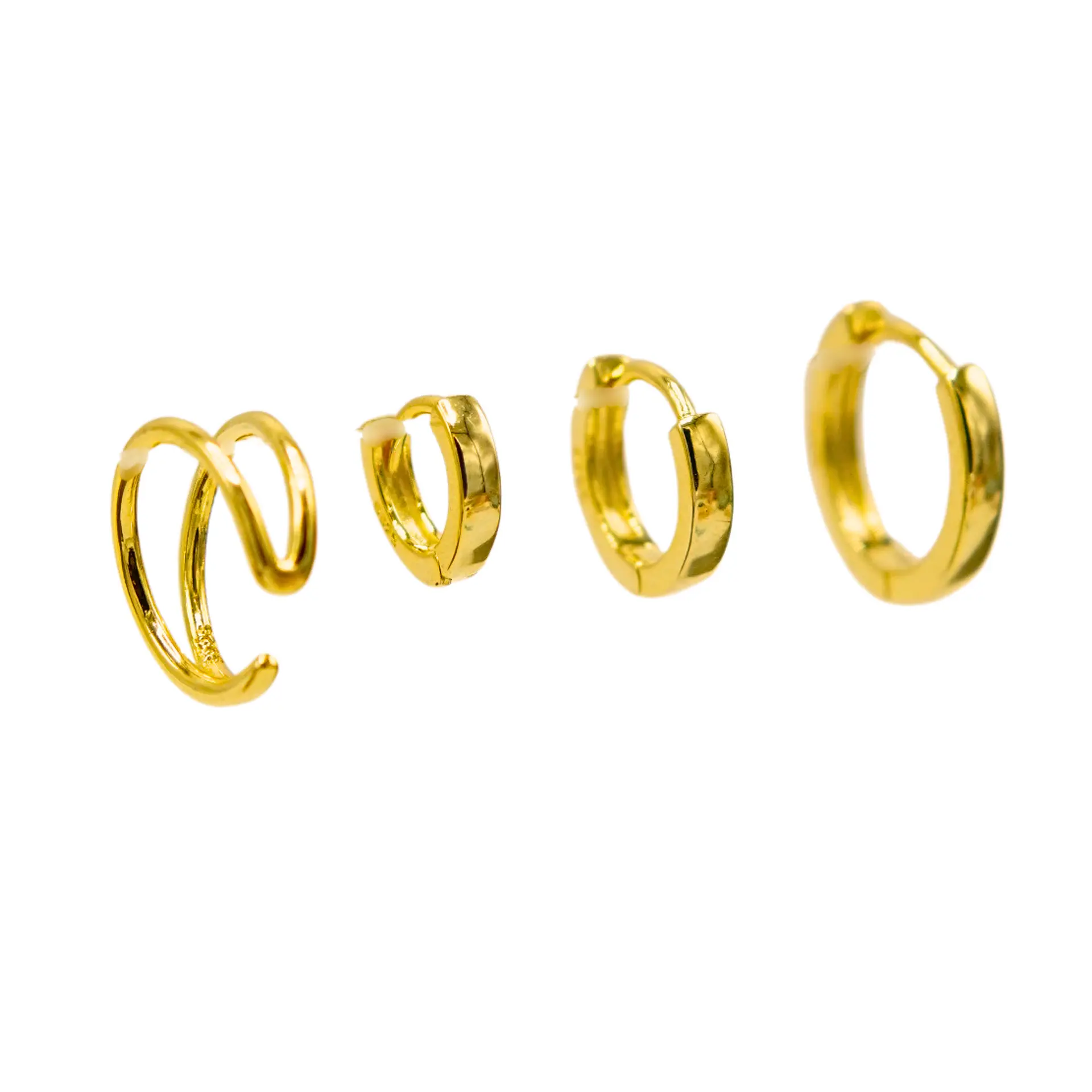Pack de argollas lisas earcuff bañado oro 18k 5