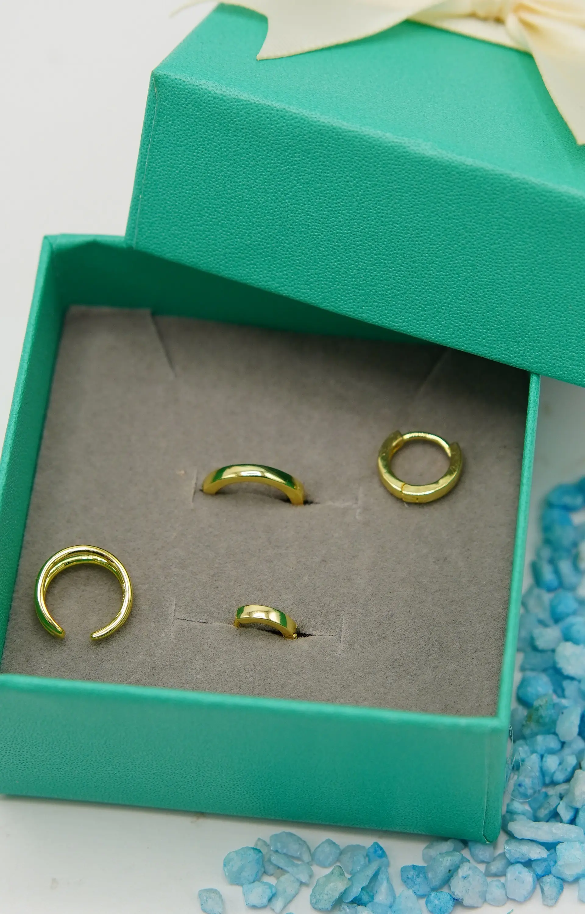 Pack de argollas lisas earcuff bañado oro 18k 7