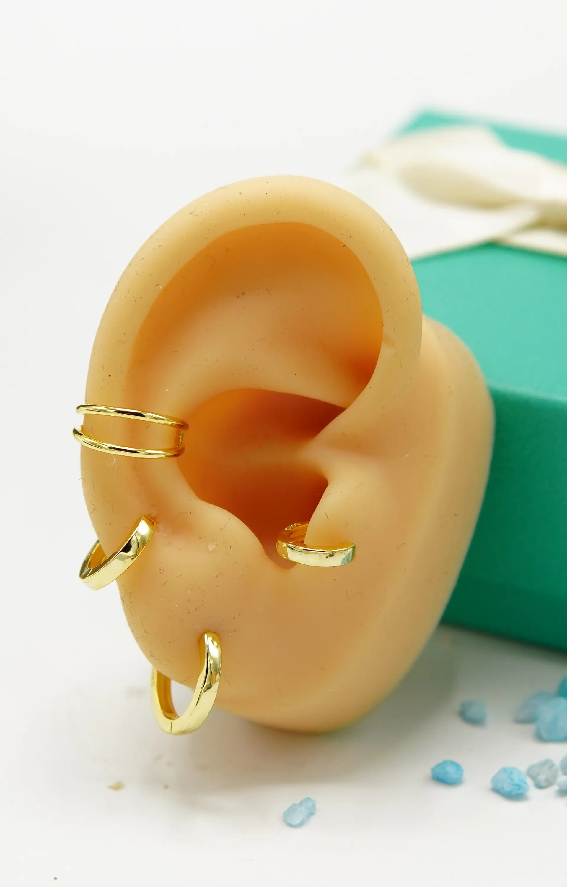 Pack de argollas lisas earcuff bañado oro 18k 4