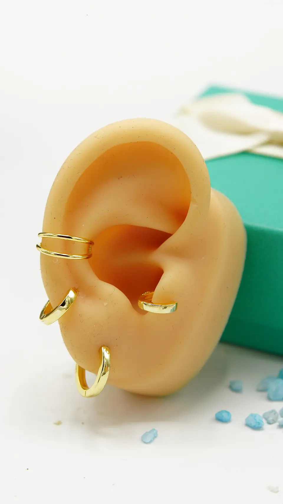 Pack de argollas lisas earcuff bañado oro 18k 4
