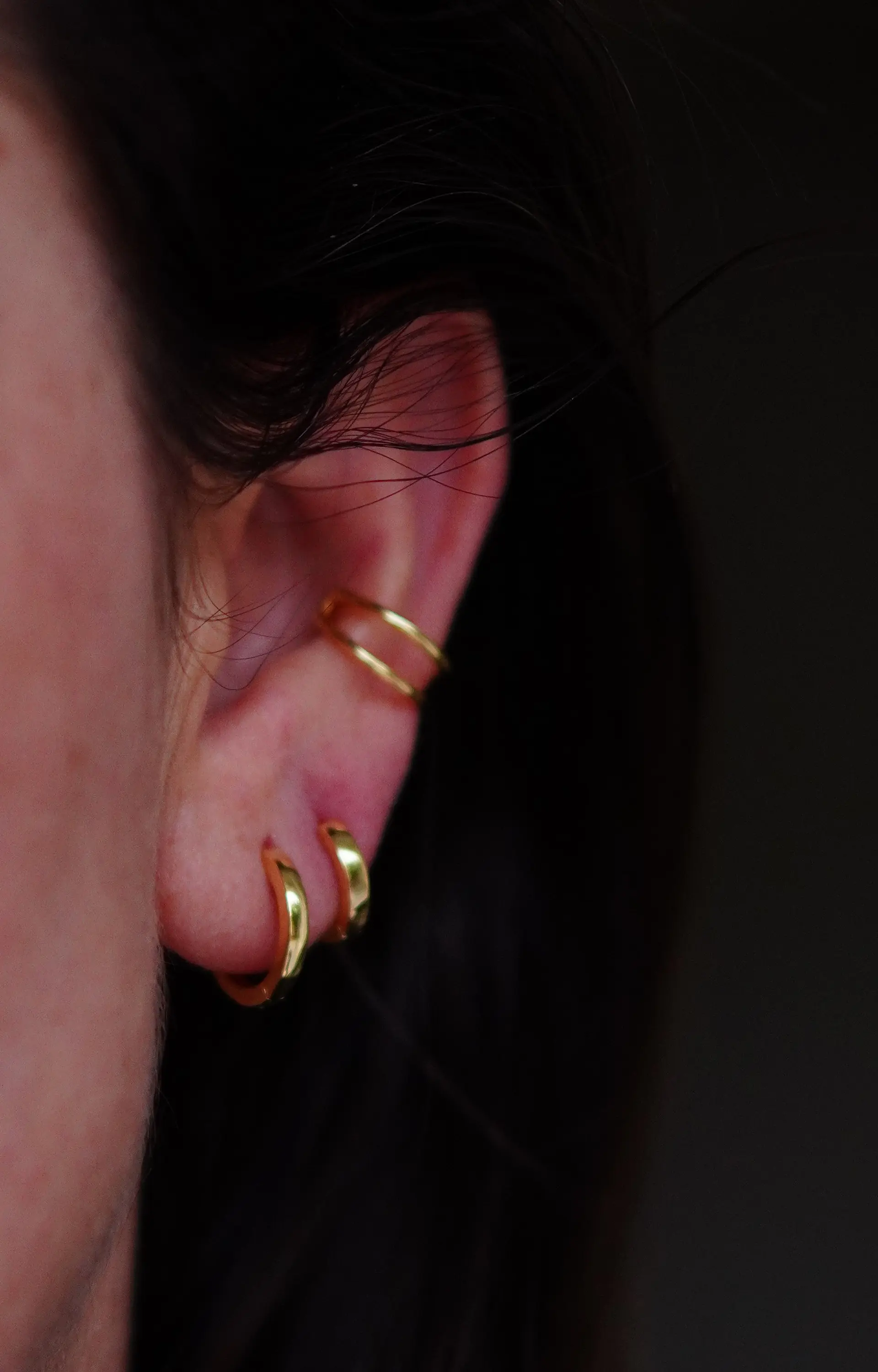 Pack de argollas lisas earcuff bañado oro 18k 9