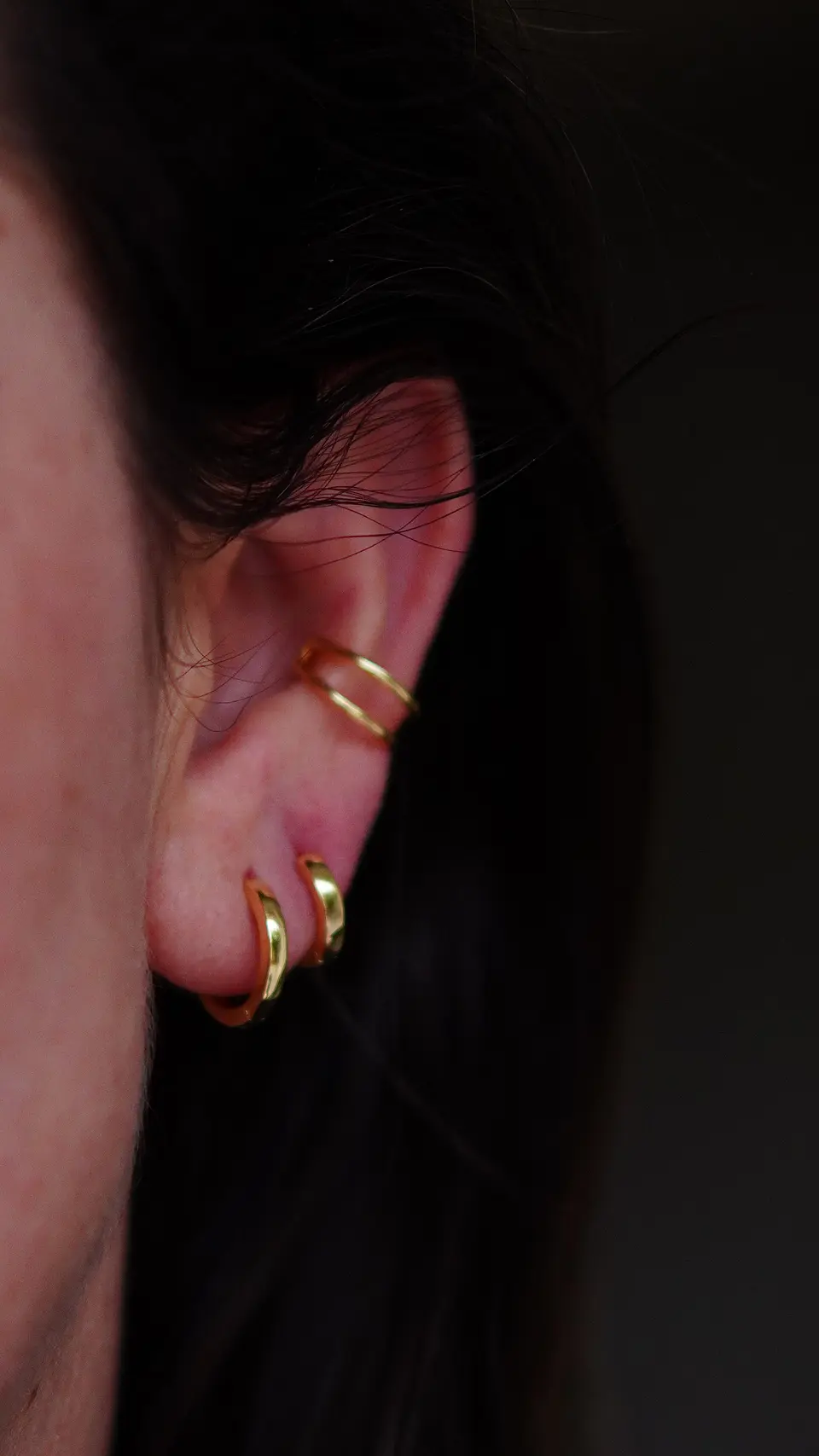 Pack de argollas lisas earcuff bañado oro 18k 9
