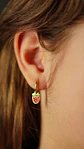 Argollas huggies frutillas fresitas Chapada En Oro 18k - Miniatura 7