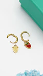 Argollas huggies frutillas fresitas Chapada En Oro 18k - Miniatura 8