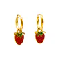 Argollas huggies frutillas fresitas Chapada En Oro 18k - Miniatura 1