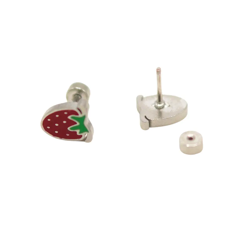 Aros de seguridad frutilla veraniega niña fresa plateados 7