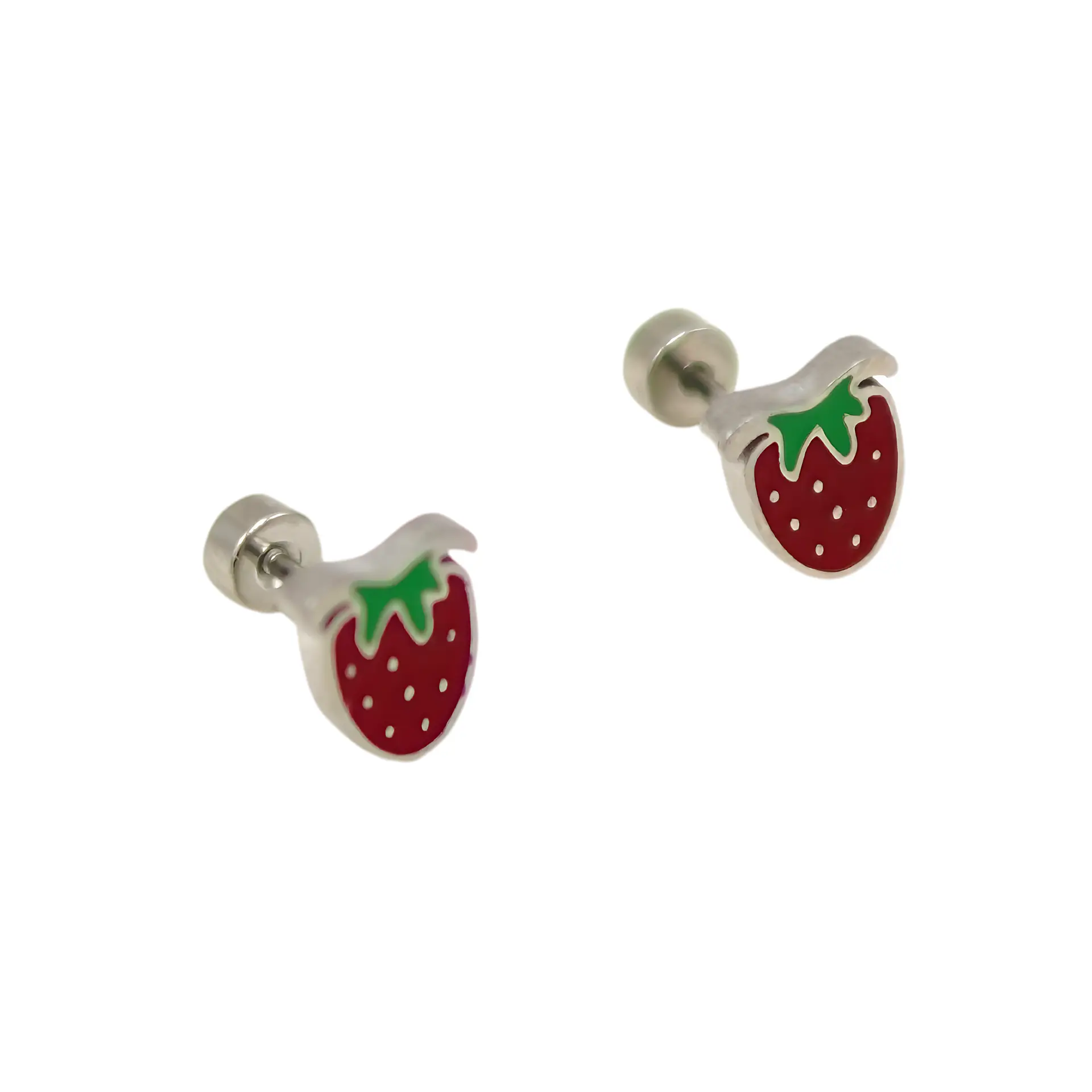 Aros de seguridad frutilla veraniega niña fresa plateados 9