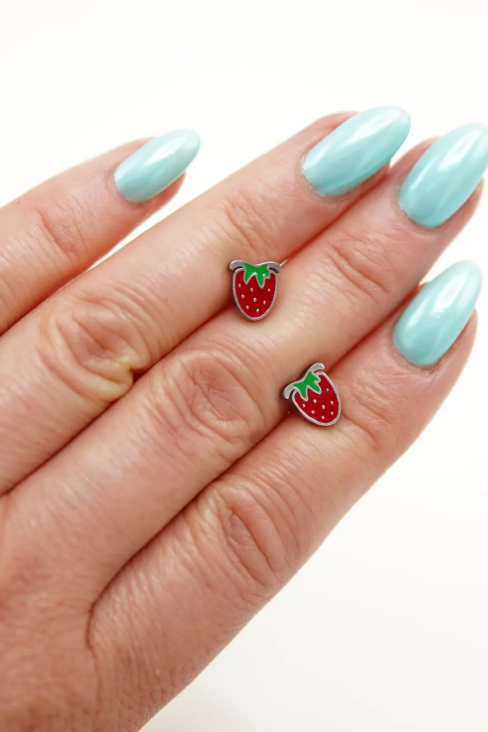 Aros de seguridad frutilla veraniega niña fresa plateados 4