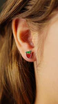 Aros de seguridad frutilla veraniega niña fresa plateados - Miniatura 3