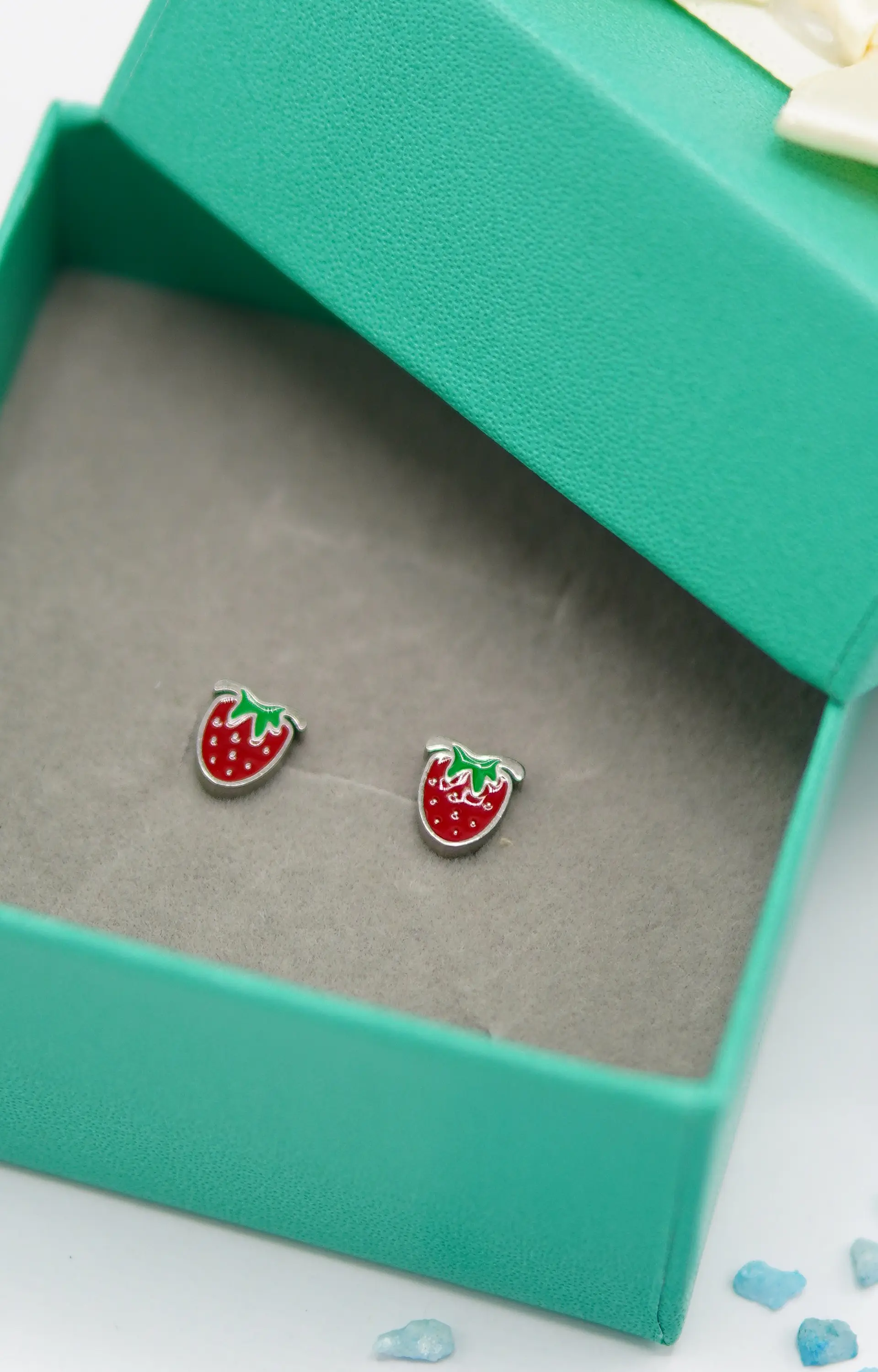 Aros de seguridad frutilla veraniega niña fresa plateados 2