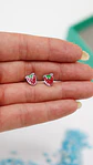 Aros de seguridad frutilla veraniega niña fresa plateados - Miniatura 5
