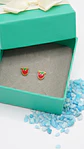 Aros de seguridad frutilla veraniega niña fresa chapada en oro 18K - Miniatura 2