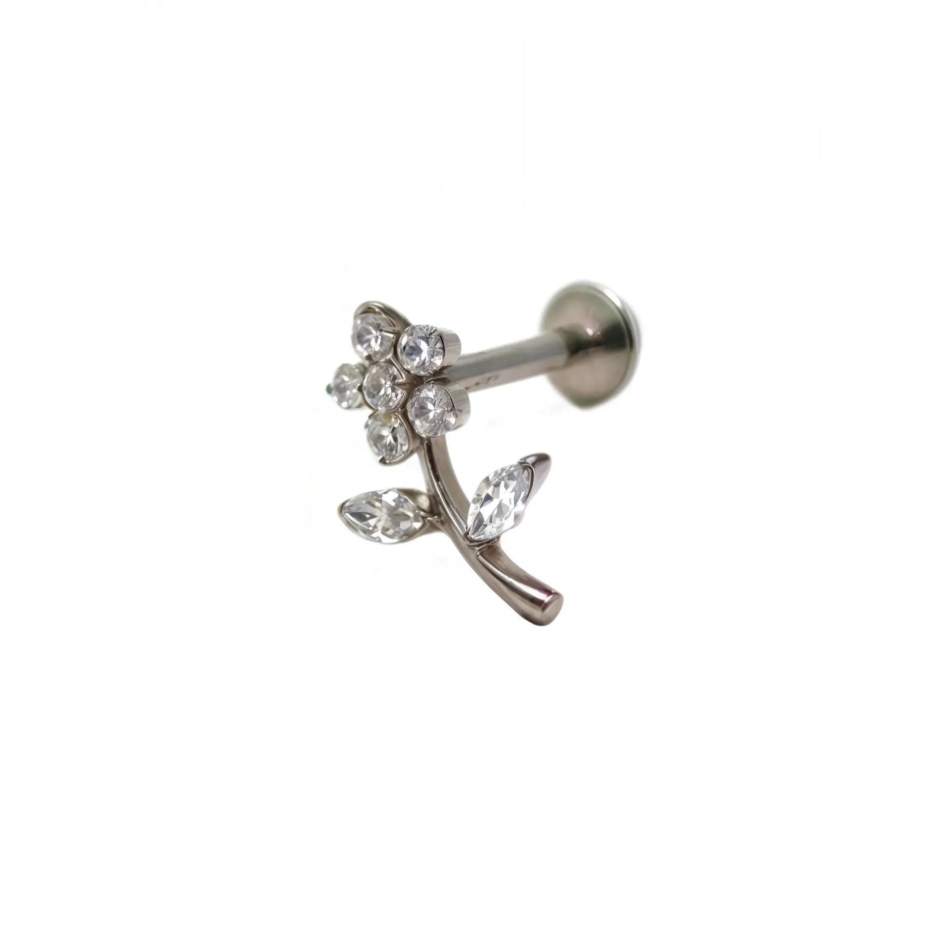 Aros flor petalos titanio zirconia ASTM F136 plateados 6