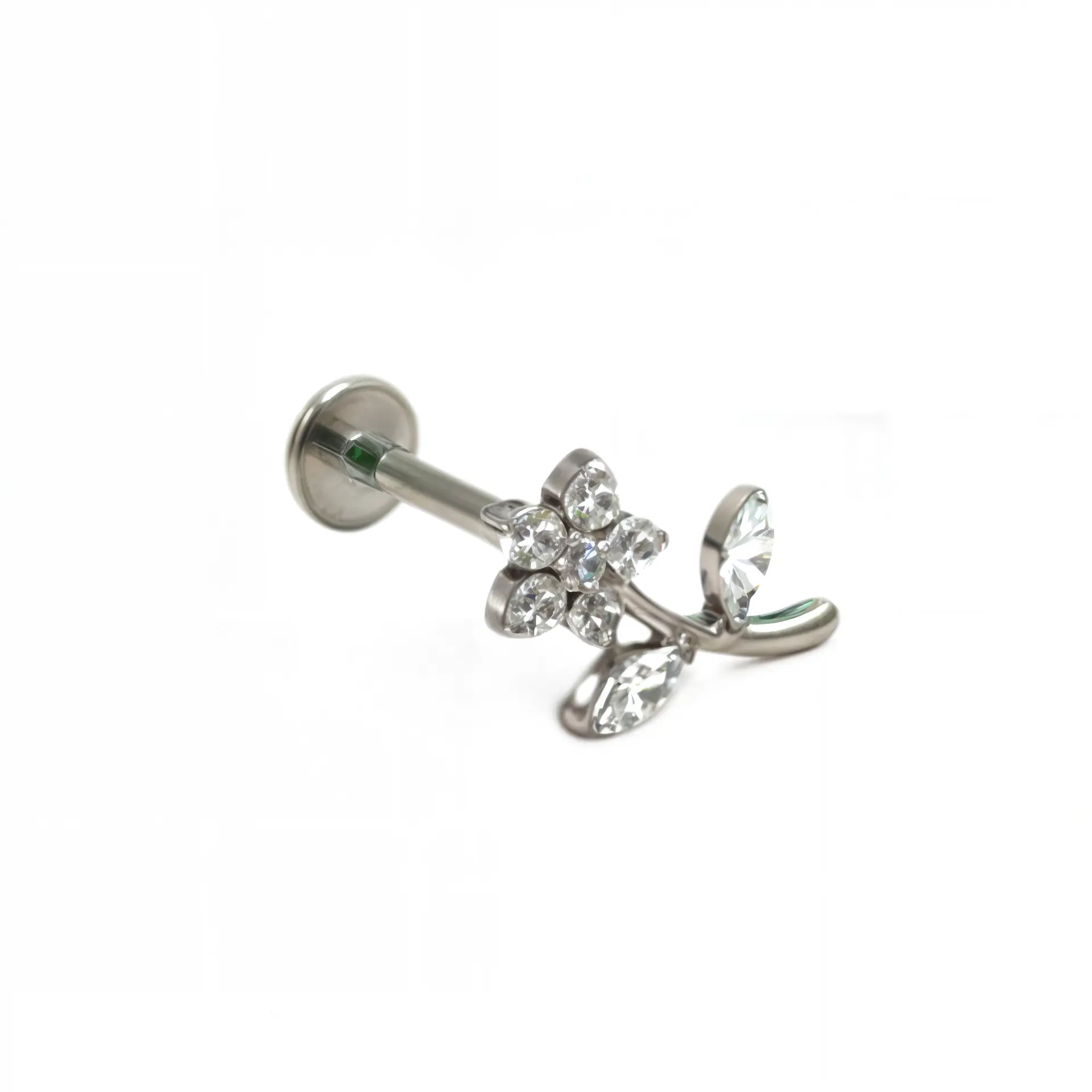 Aros flor petalos titanio zirconia ASTM F136 plateados 8