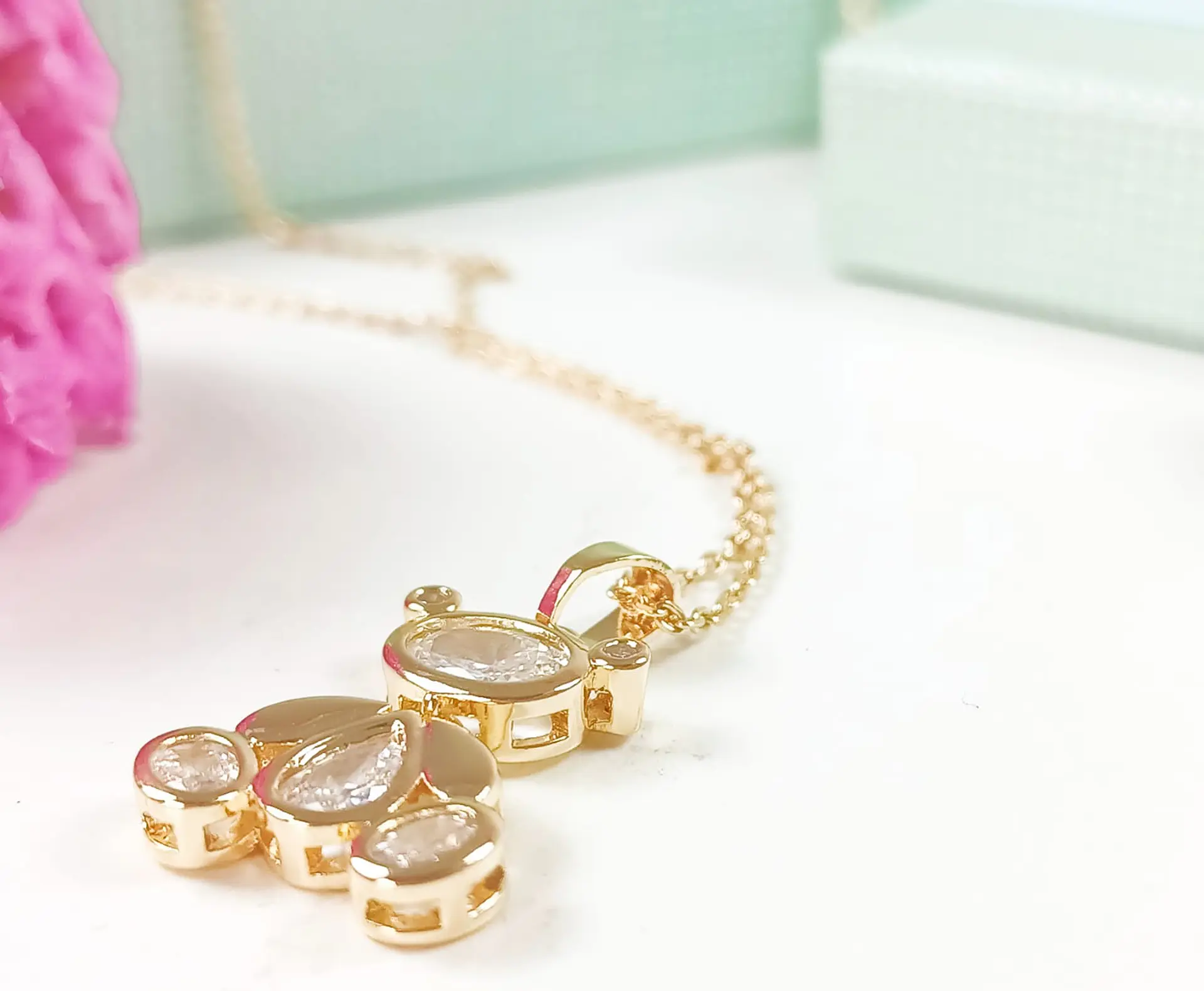 Colgante Oso Zirconia Chapado En Oro Punto De Luz 6