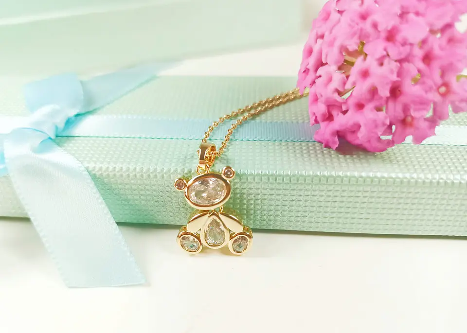Colgante Oso Zirconia Chapado En Oro Punto De Luz 8