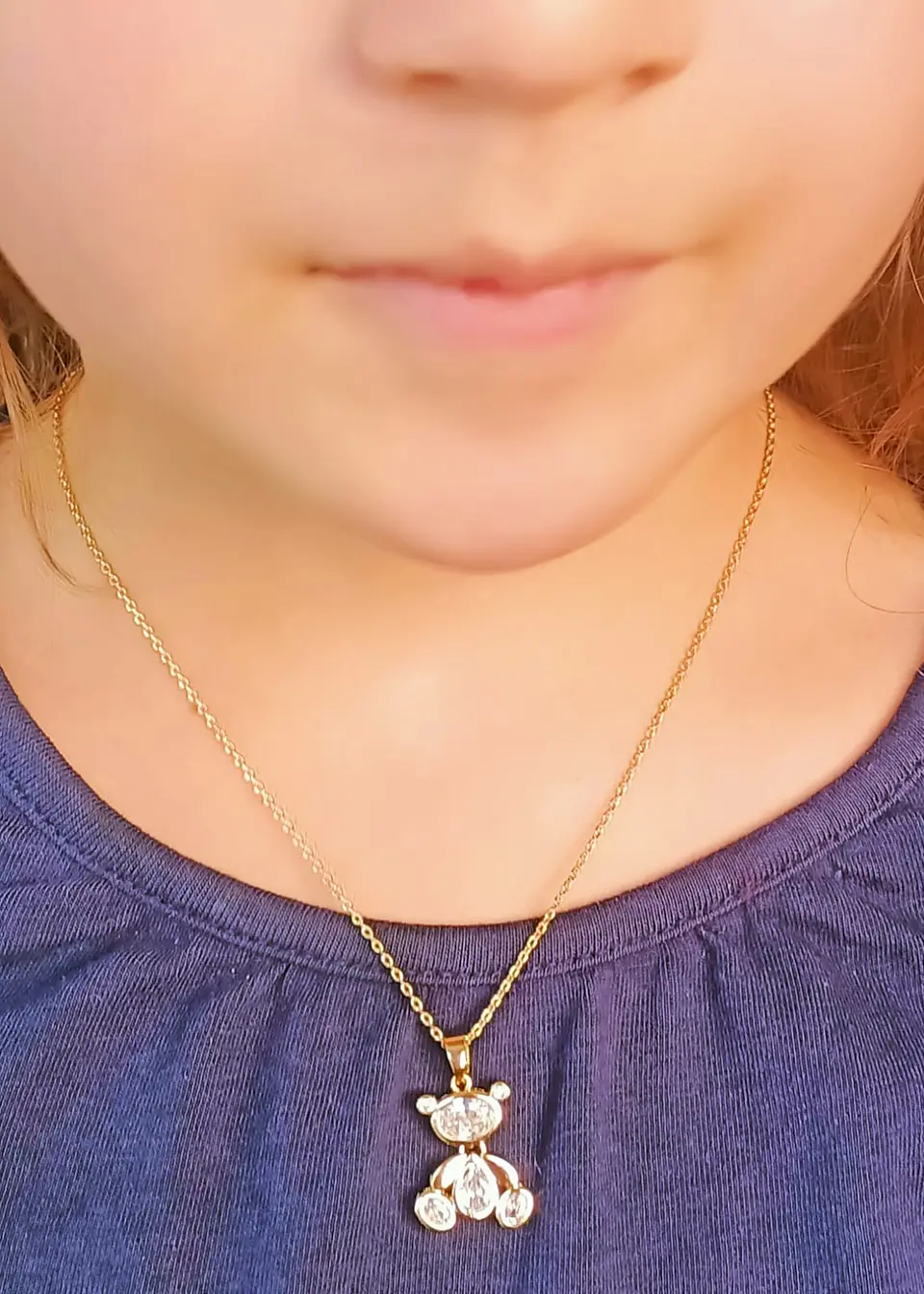 Colgante Oso Zirconia Chapado En Oro Punto De Luz 4