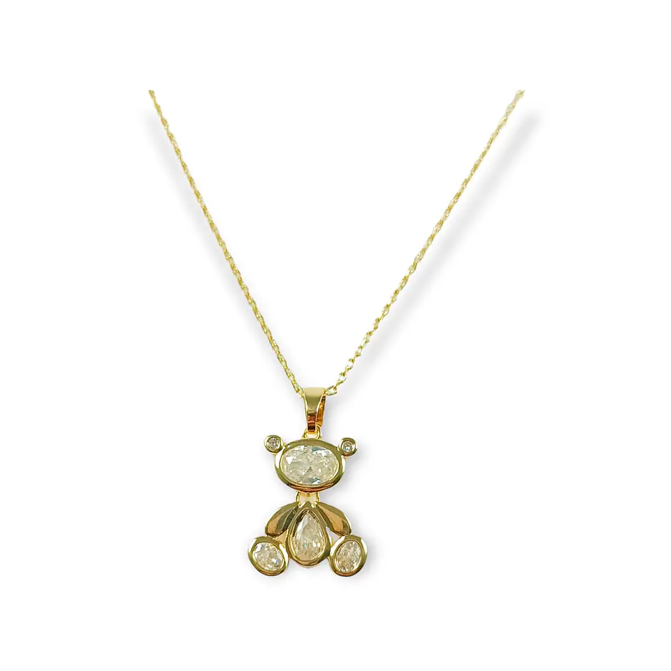 Colgante Oso Zirconia Chapado En Oro Punto De Luz 9