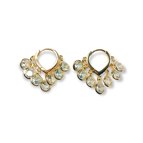 Argollas Borlas Huggies Zirconia Chapadas En Oro 18k