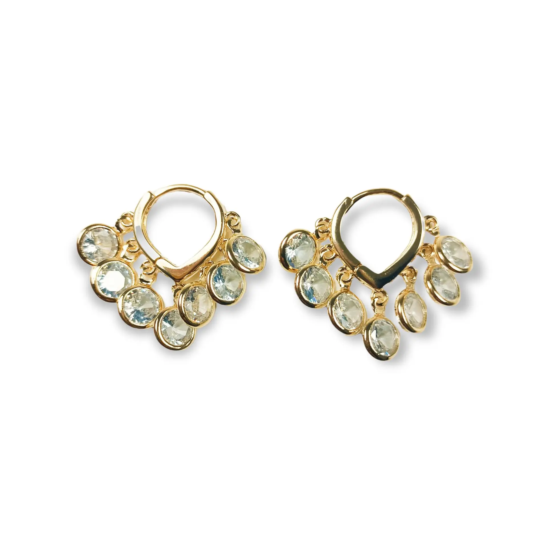 Argollas Borlas Huggies Zirconia Chapadas En Oro 18k 1