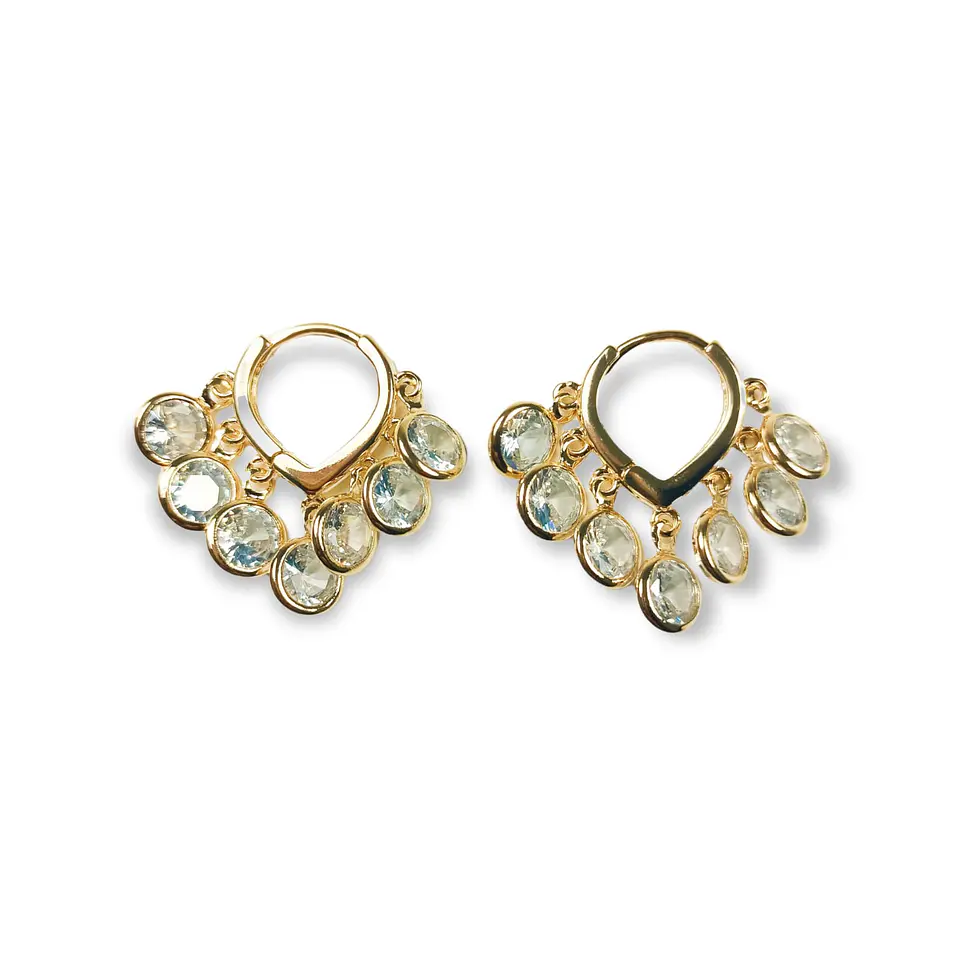 Argollas Borlas Huggies Zirconia Chapadas En Oro 18k 1