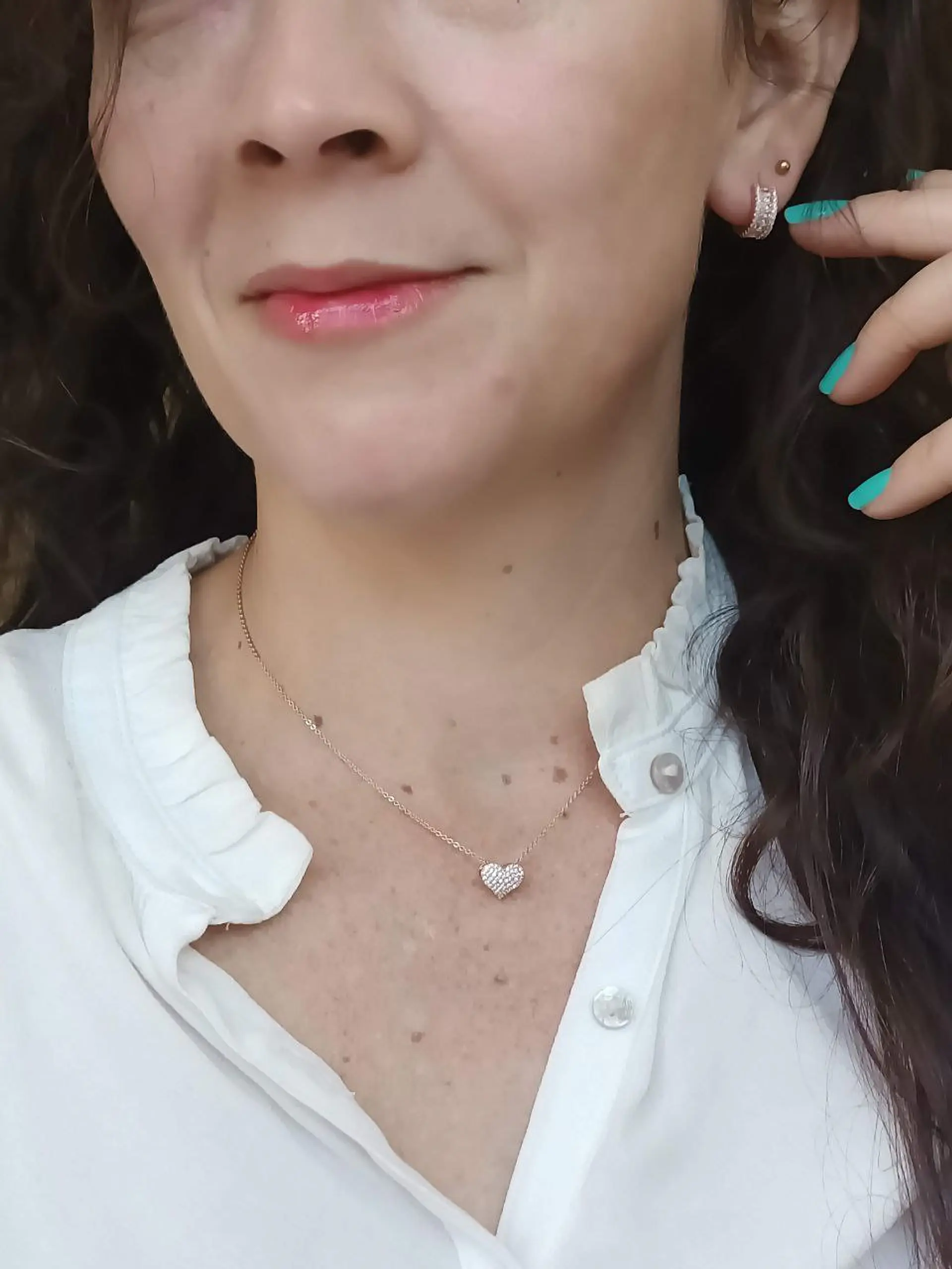 Colgante Punto Luz Corazon Zirconia bañado En Oro Rosa 18k 7