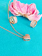 Set Conjunto Cadena argolla zirconia chapada en oro rosa 18K - Miniatura 6