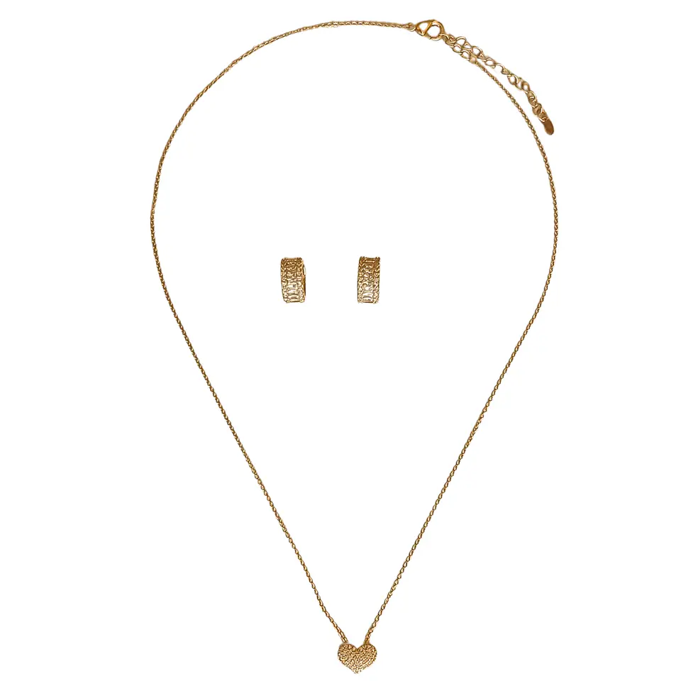 Set Conjunto Cadena argolla zirconia chapada en oro rosa 18K 9