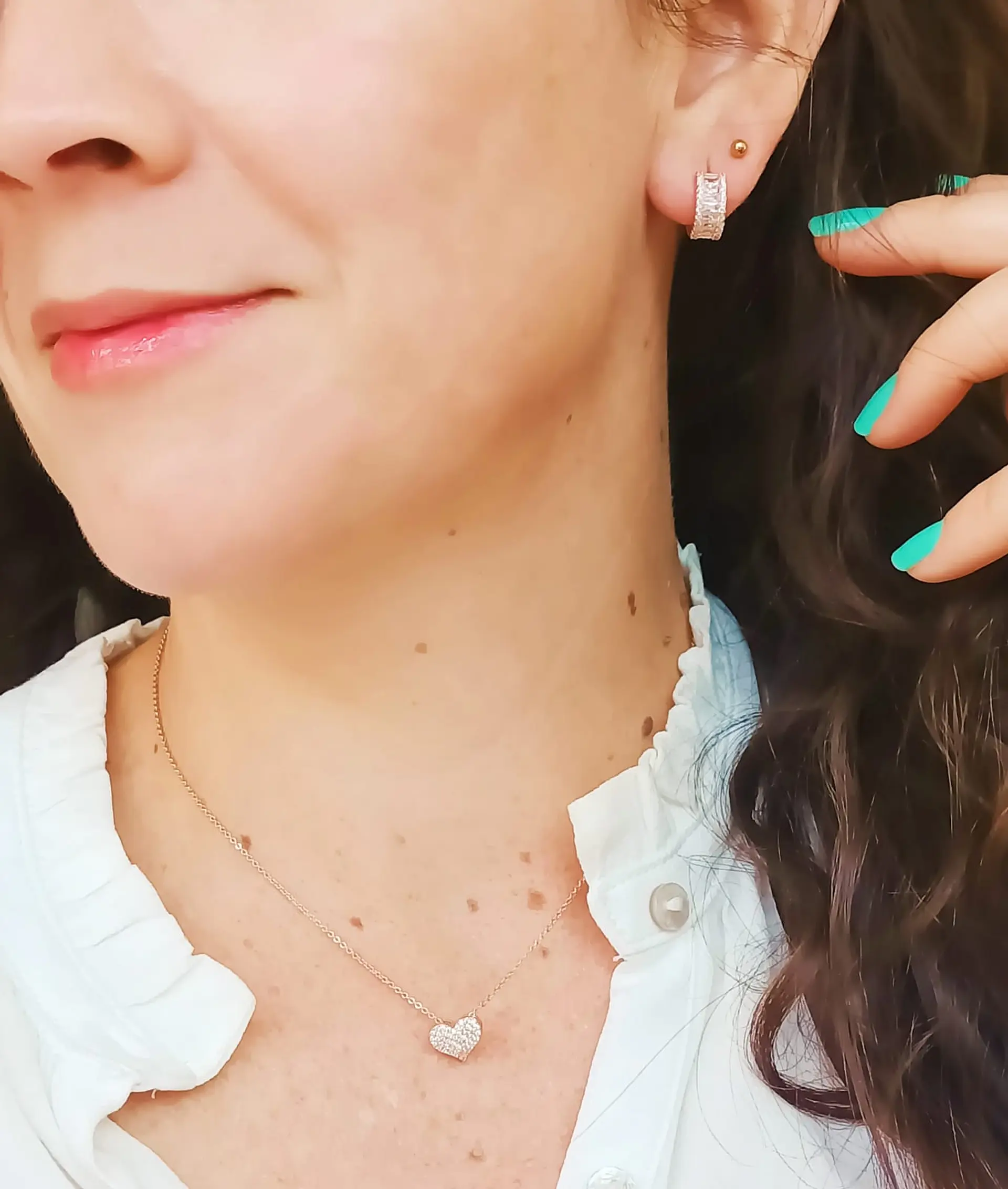 Set Conjunto Cadena argolla zirconia chapada en oro rosa 18K 4