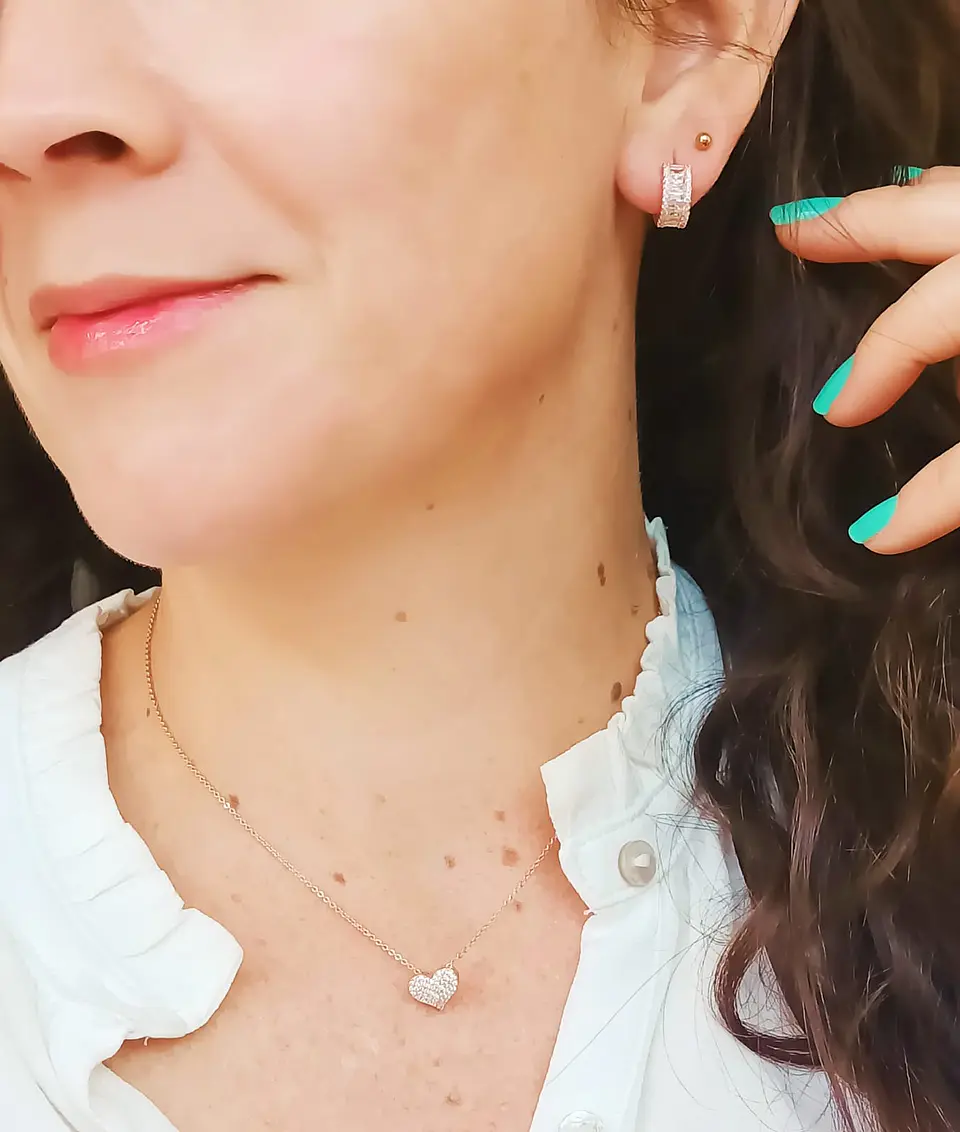 Set Conjunto Cadena argolla zirconia chapada en oro rosa 18K 4
