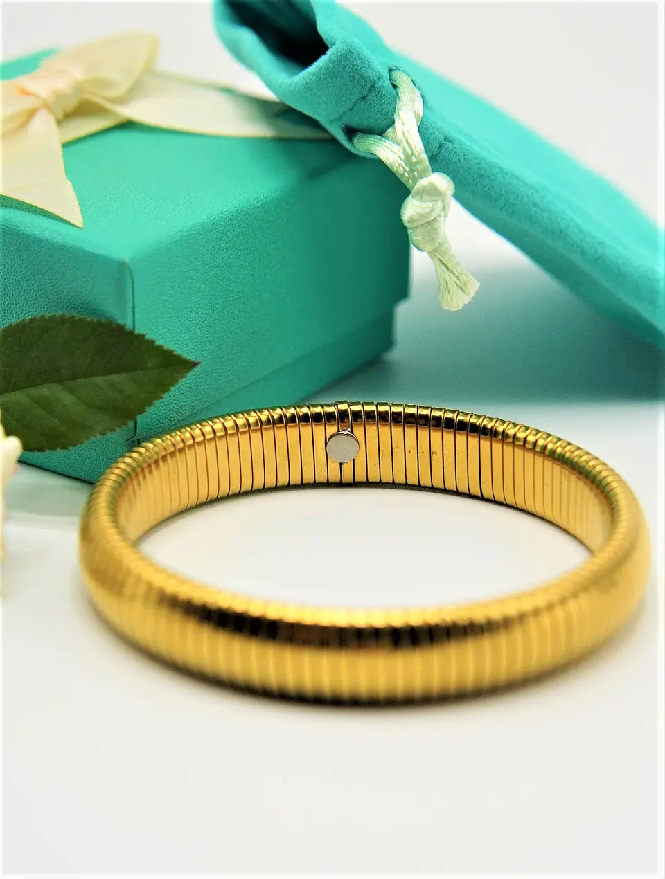 Pulsera elastica hipoalergenica tejido de serpiente chapada en oro 18k 6