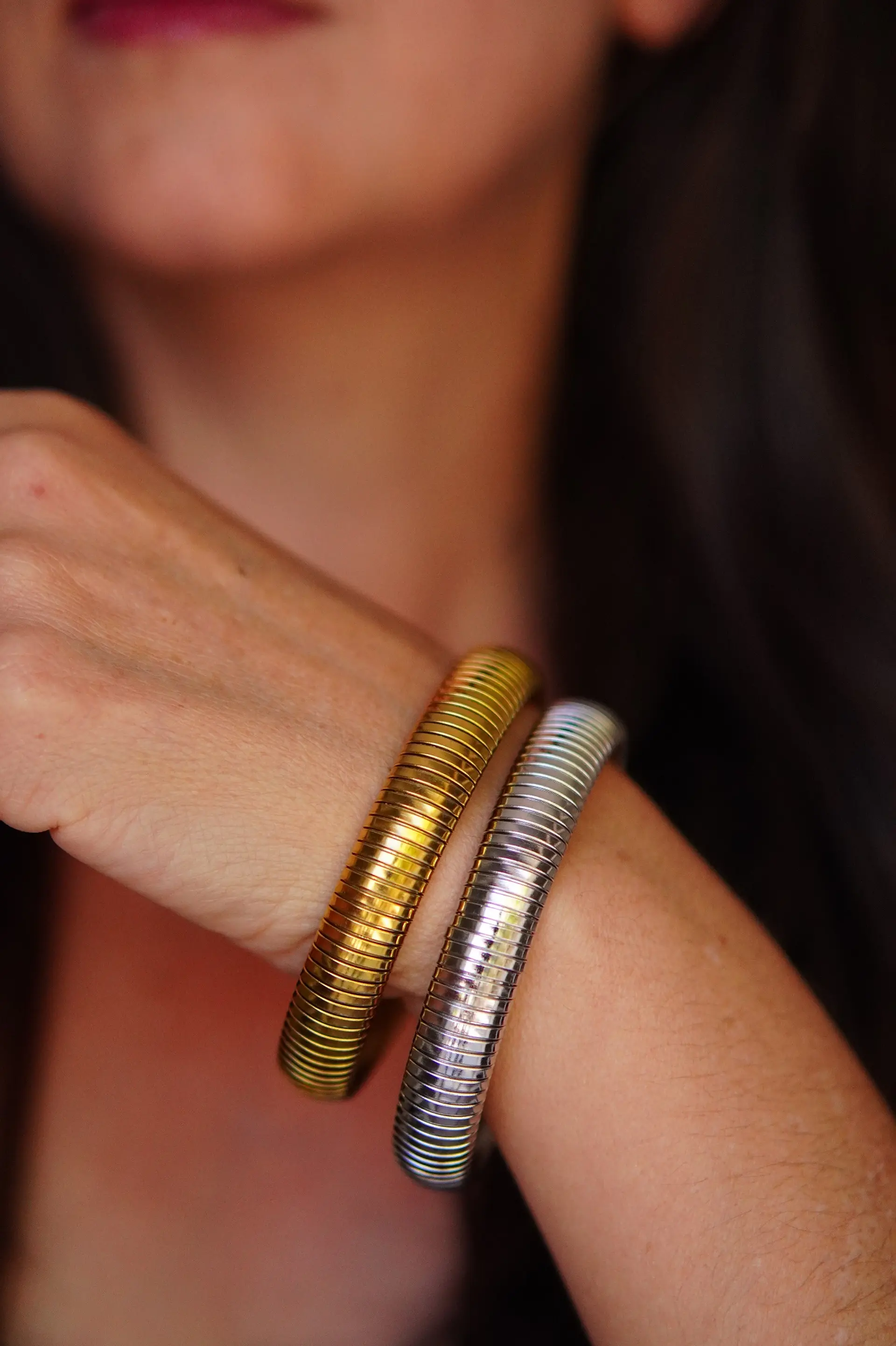 Pack de pulseras elasticas tejido de serpiente  hipoalergenicas  3
