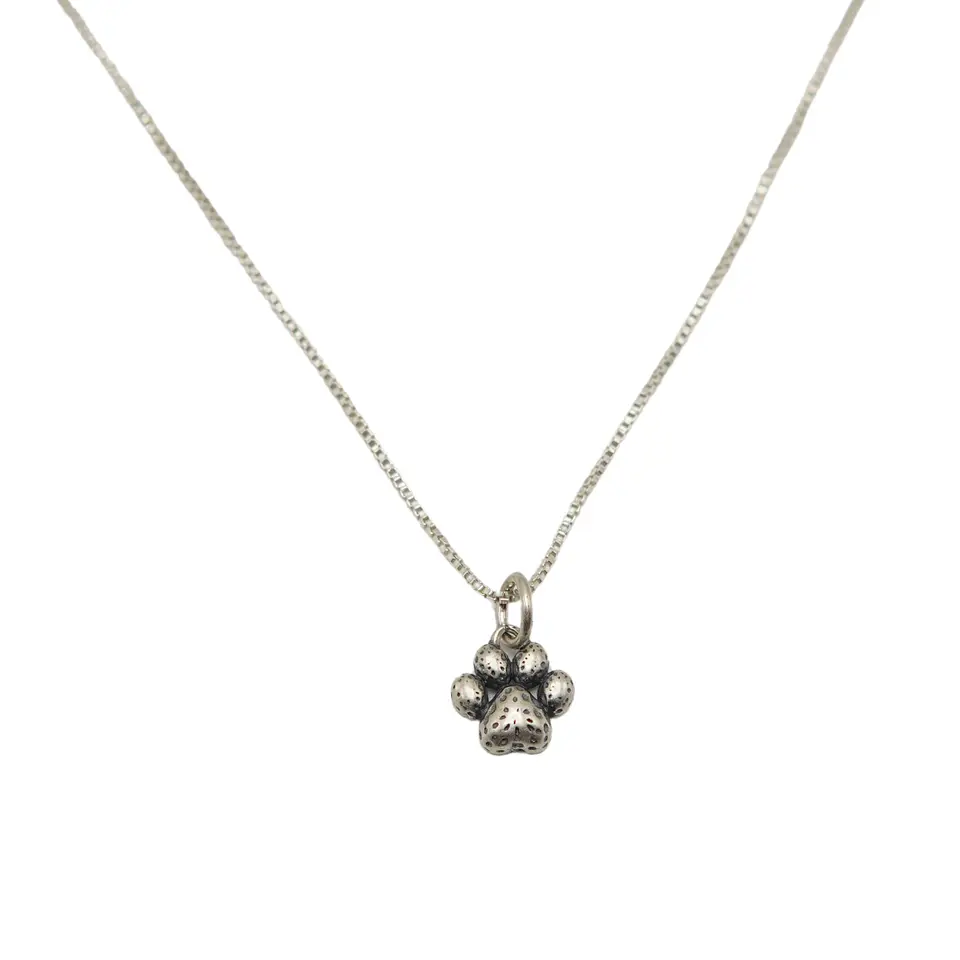 Colgante huella de perro gato vintage plata 925  1
