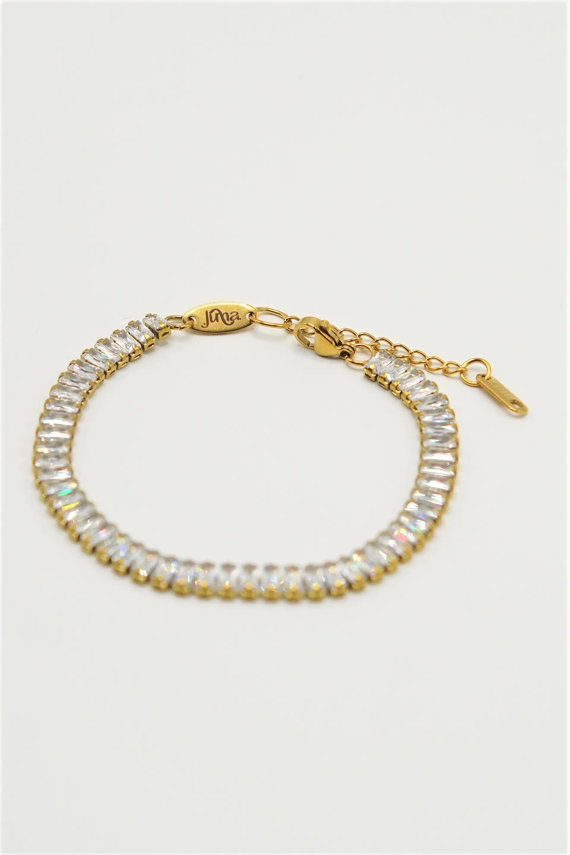 Pulsera tennis zirconias rectangulares chapada en oro 18k 10
