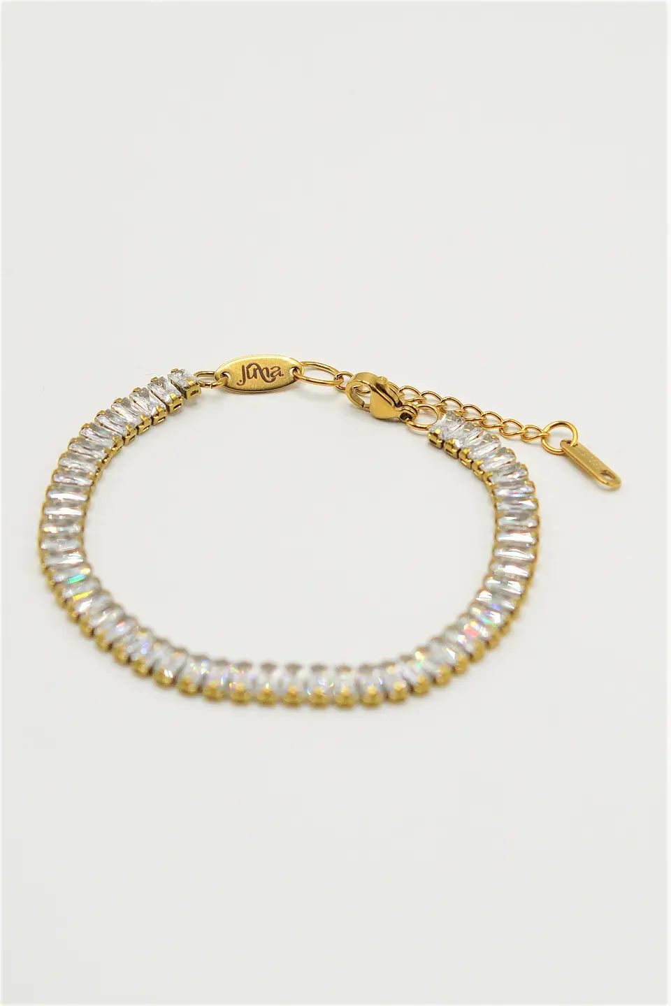 Pulsera tennis zirconias rectangulares chapada en oro 18k 10