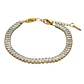 Pulsera tennis zirconias rectangulares chapada en oro 18k - Miniatura 1