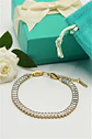 Pulsera tennis zirconias rectangulares chapada en oro 18k - Miniatura 3