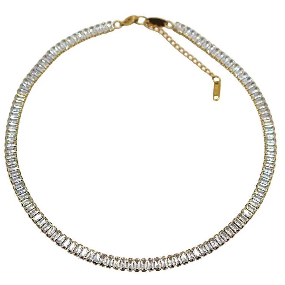 Collar Gargantilla tennis zirconias chapada en oro 18k 8