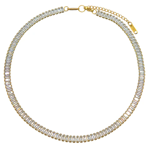Collar Gargantilla tennis zirconias chapada en oro 18k