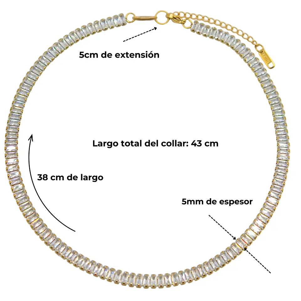 Collar Gargantilla tennis zirconias chapada en oro 18k 4
