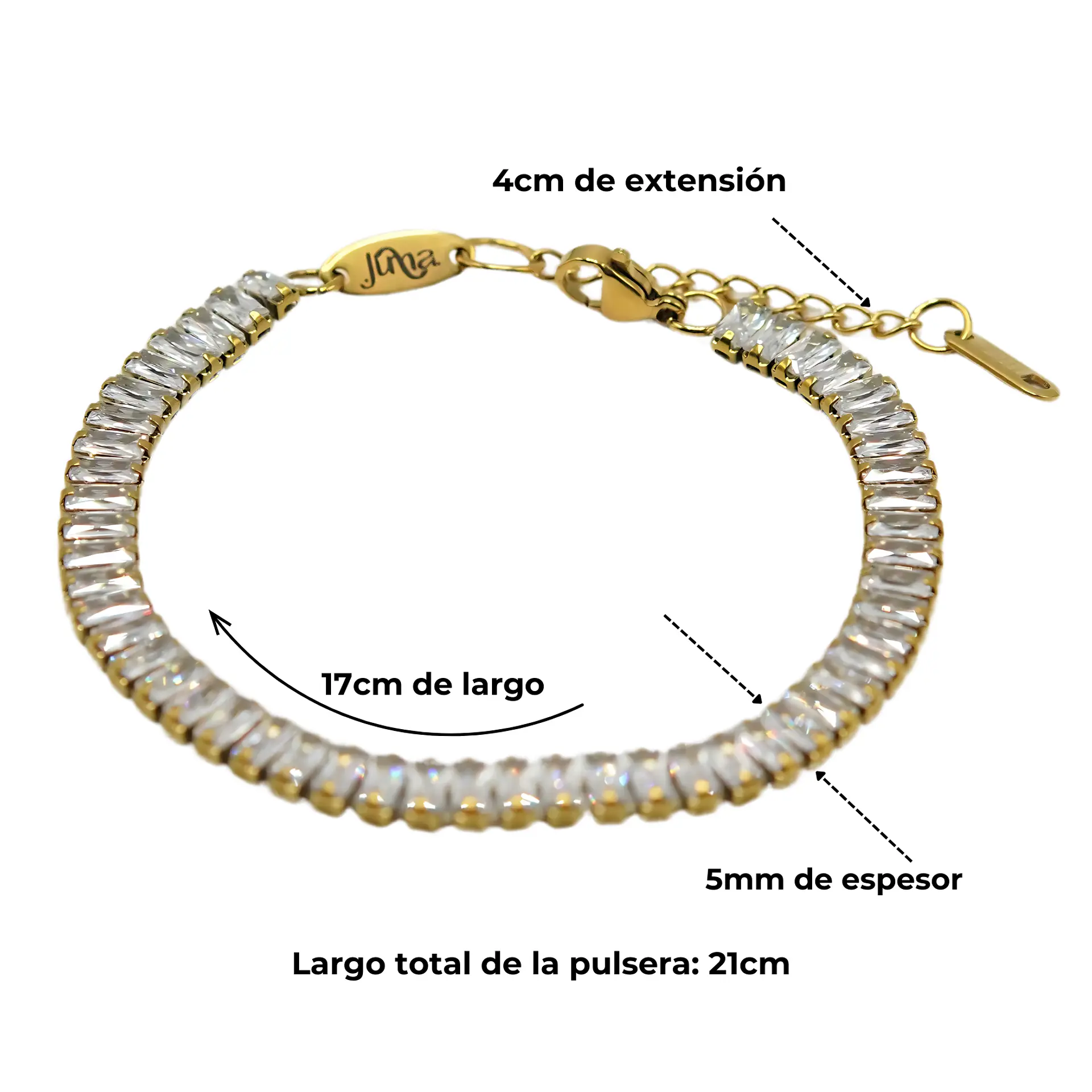 Conjunto de collar y pulsera tennis chapada en oro 18k 6