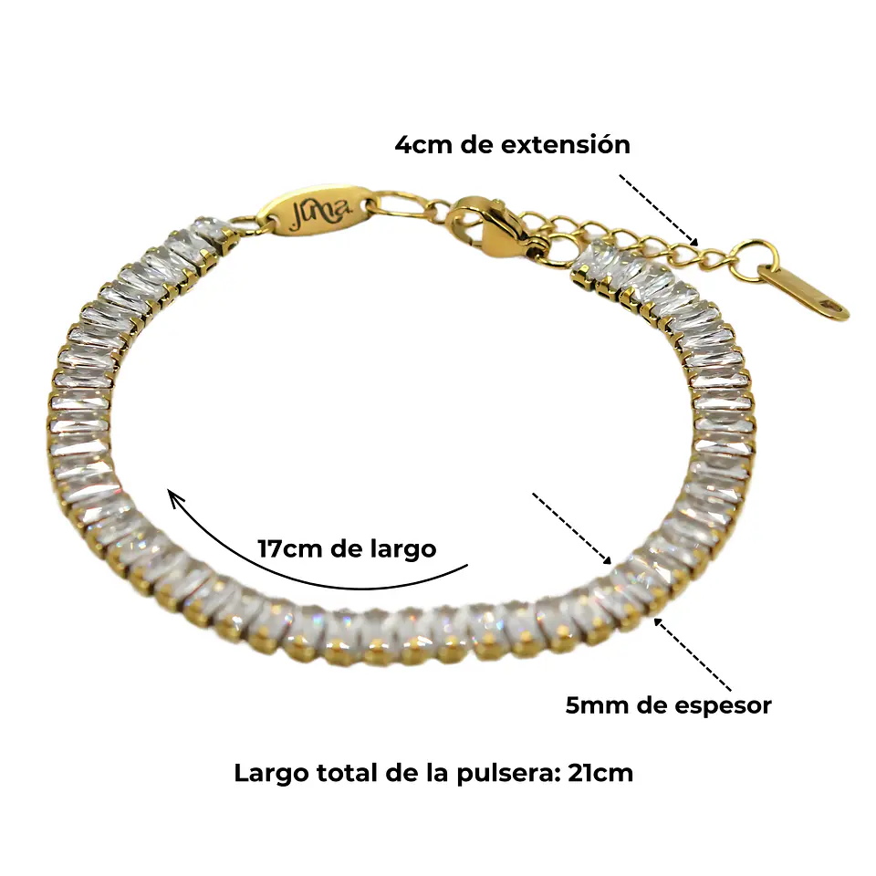Conjunto de collar y pulsera tennis chapada en oro 18k 6