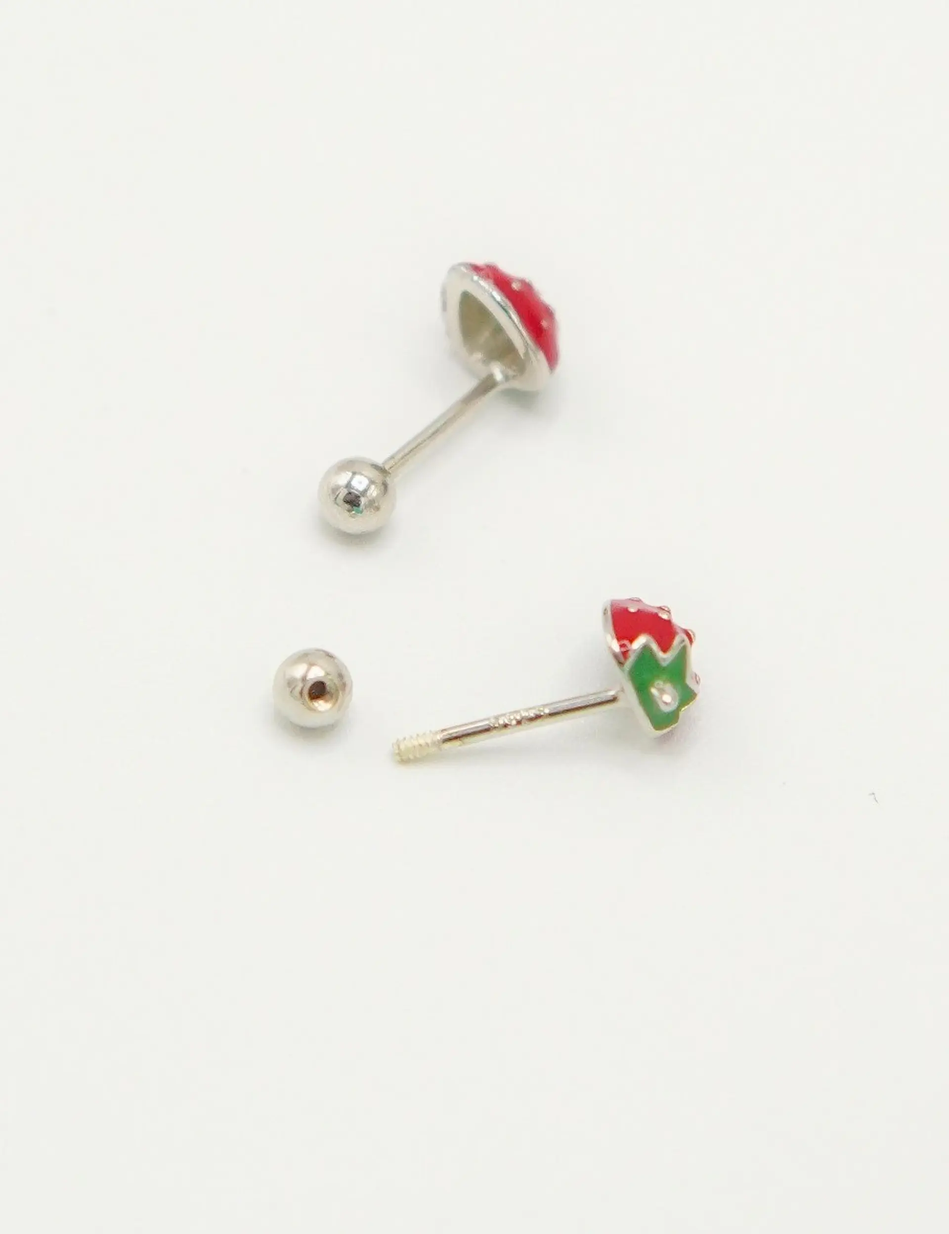 Aros frutilla tapa de seguridad piercing plata fina 925  8