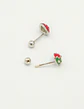 Aros frutilla tapa de seguridad piercing plata fina 925  - Miniatura 8